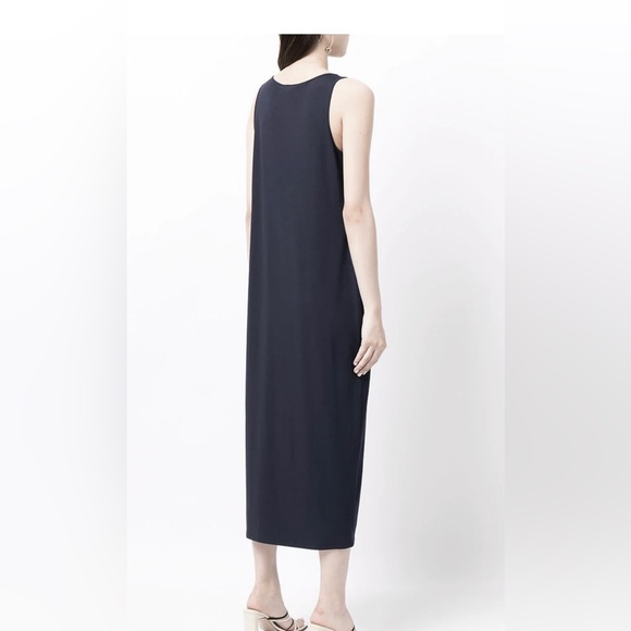 EILEEN FISHER BLACK LONG MIDI MAXI JERSEY TANK DRESS M - Picture 6 of 9